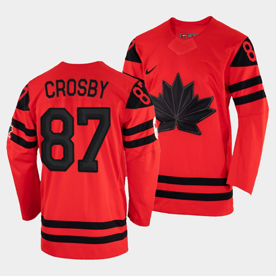 Men's Pittsburgh Penguins #87 Sidney Crosby Canada 2022 Red Beijing Winter Olympic Stitched Jersey