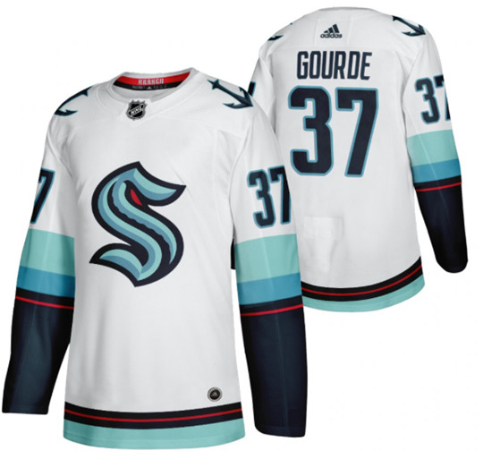 Men's Seattle Kraken #37 Yanni Gourde White Stitched Jersey