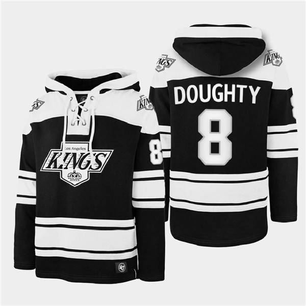 Men's Los Angeles Kings #8 Drew Doughty Black Ageless Must-Have Lace-Up Pullover Hoodie