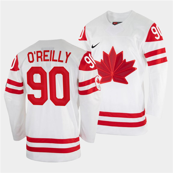 Men's Canada #90 Ryan O'Reilly 2022 Beijing Winter Olympic White Stitched Jersey - Click Image to Close