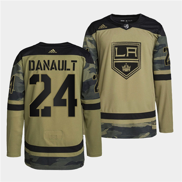 Men's Los Angeles Kings #24 Phillip Danault 2022 Camo Military Appreciation Night Stitched Jersey - Click Image to Close