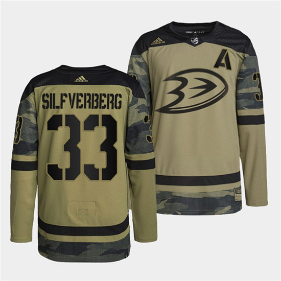 Men's Anaheim Ducks #33 Jakob Silfverberg 2022 Camo Military Appreciation Night Stitche Jersey