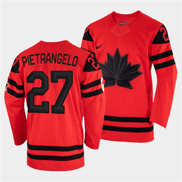 Men's Canada Hockey #27 Alex Pietrangelo 2022 Beijing Winter Olympic Red Stitched Jersey - Click Image to Close