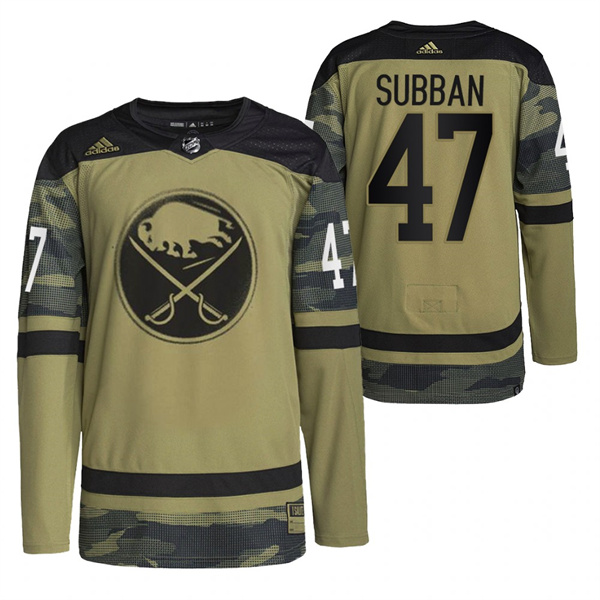 Men's Buffalo Sabres #47 Malcolm Subban 2022 Camo Military Appreciation Night Stitched Jersey - Click Image to Close