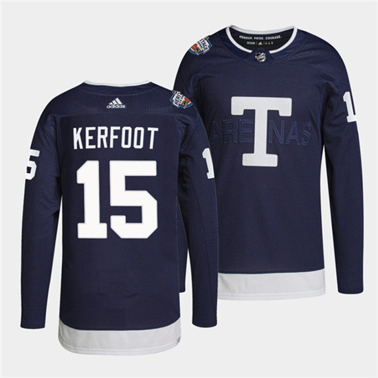 Men's Toronto Maple Leafs #15 Alexander Kerfoot 2022 Heritage Classic Navy Stitched Jersey - Click Image to Close