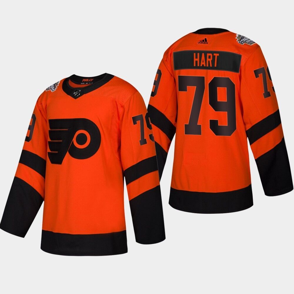 Men's Philadelphia Flyers #79 Carter Hart Orange 2019 Stadium Series Stitched NHL Jersey