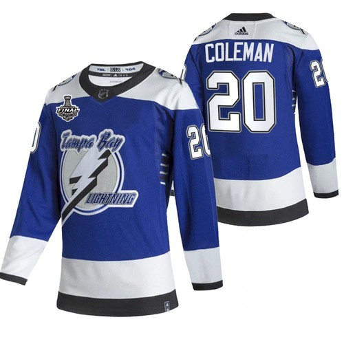 Men's Tampa Bay Lightning #20 Blake Coleman 2021 Blue Stanley Cup Final Bound Reverse Retro Stitched NHL Jersey