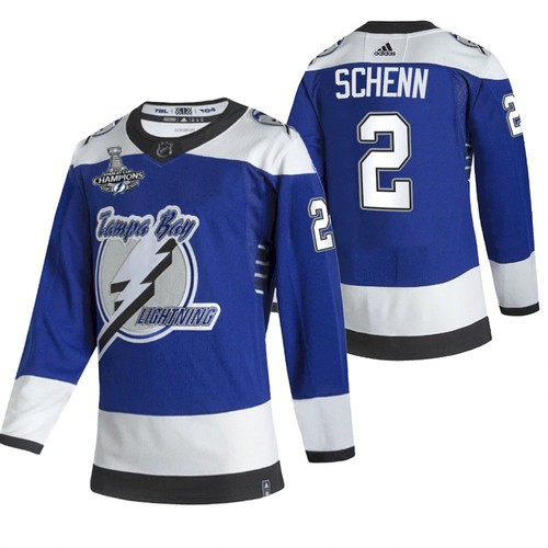 Men's Tampa Bay Lightning #2 Luke Schenn 2021 Blue Stanley Cup Champions Reverse Retro Stitched NHL Jersey