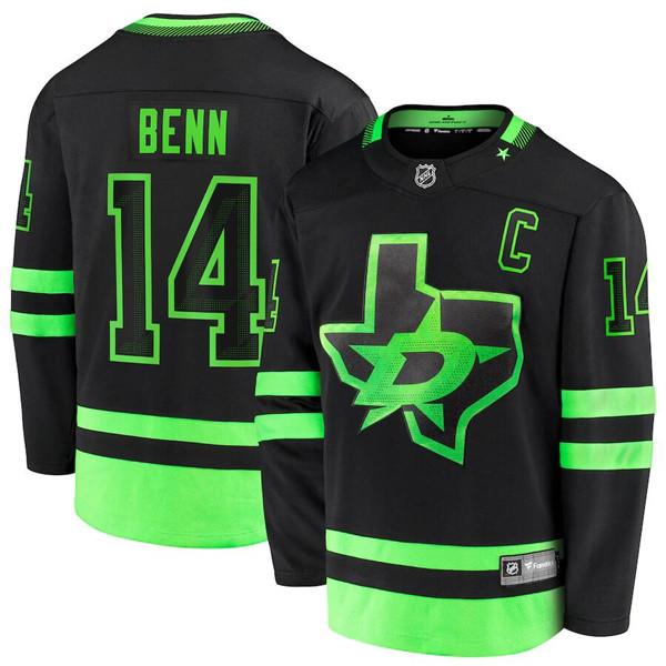 Men's Dallas Stars #14 Jamie Benn Black 2020/21 Alternate Premier Breakaway NHL Stitched Jersey - Click Image to Close