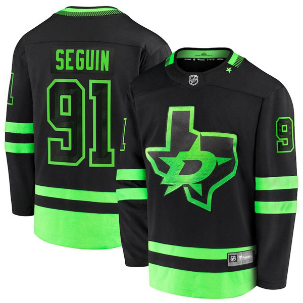 Men's Dallas Stars #91 Tyler Seguin Black 2020/21 Alternate Premier Breakaway NHL Stitched Jersey