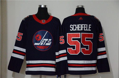 Men's Winnipeg Jets #55 Mark Scheifele Navy Stitched NHL Jersey