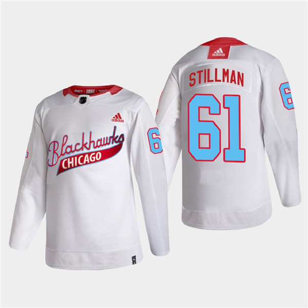 Men's Chicago Blackhawks #61 Riley Stillman 2022 Community Night White Stitched Jersey - Click Image to Close