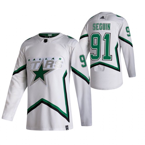 Men's Dallas Stars #91 Tyler Seguin 2020/21 White Reverse Retro Stitched Jersey