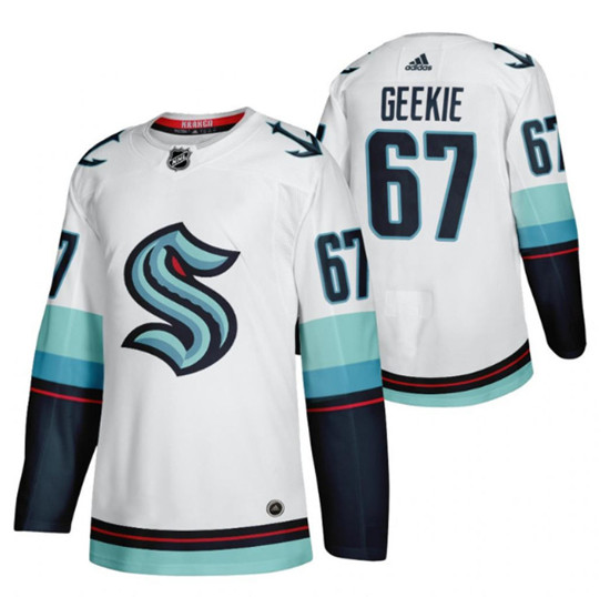 Men's Seattle Kraken #67 Morgan Geekie White Stitched Jersey