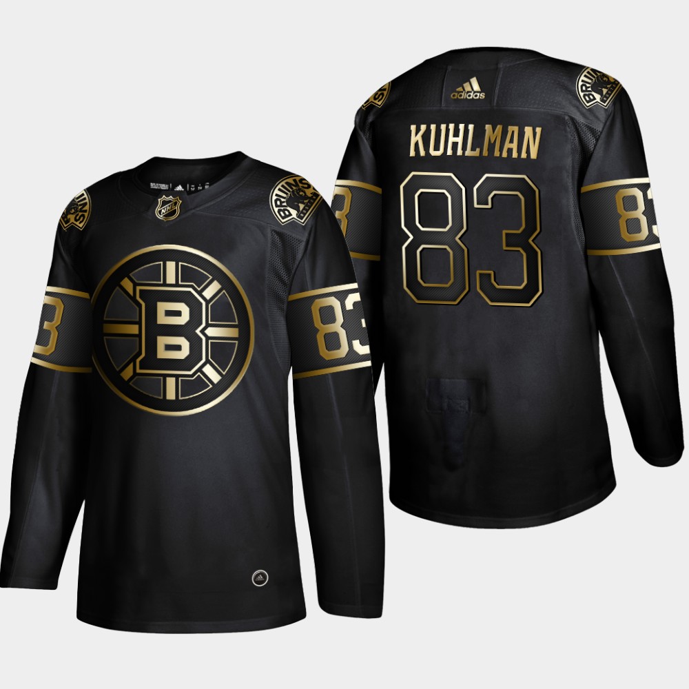 Men's Boston Bruins #83 Karson Kuhlman Black Golden Edition Stitched NHL Jersey - Click Image to Close