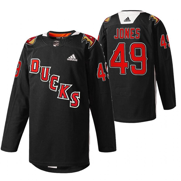 Men's Anaheim Ducks #49 Max Jones 2022 Black Angels Night Stitched Jersey - Click Image to Close