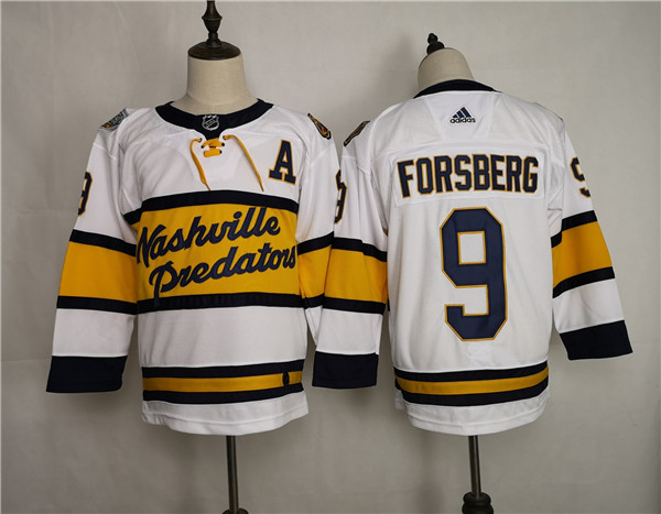 Men's Adidas Nashville Predators #9 Filip Forsberg White Stitched NHL Jersey