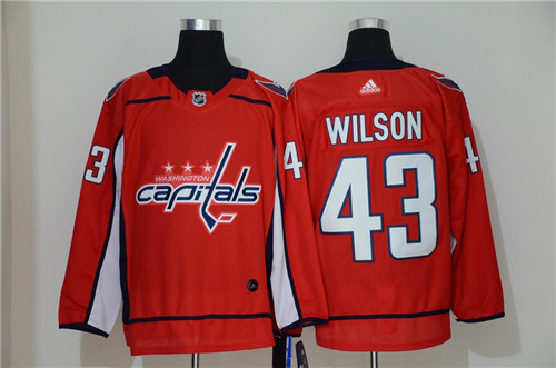 Men's Washington Capitals #43 Tom Wilson Red Stitched NHL Jersey - Click Image to Close