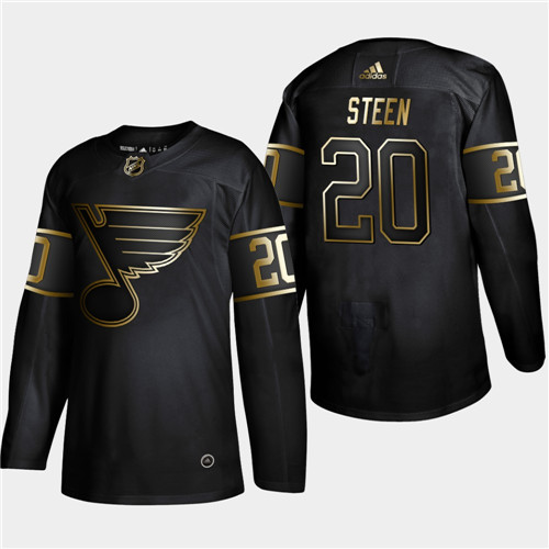 Men's St. Louis Blues #20 Alexander Steen 2019 Black Golden Edition Stitched NHL Jersey - Click Image to Close