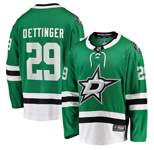 Men's Dallas Stars #29 Jake Oettinger Green Stitched Jersey