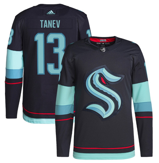 Men's Seattle Kraken #13 Brandon Tanev Navy Stitched Jersey