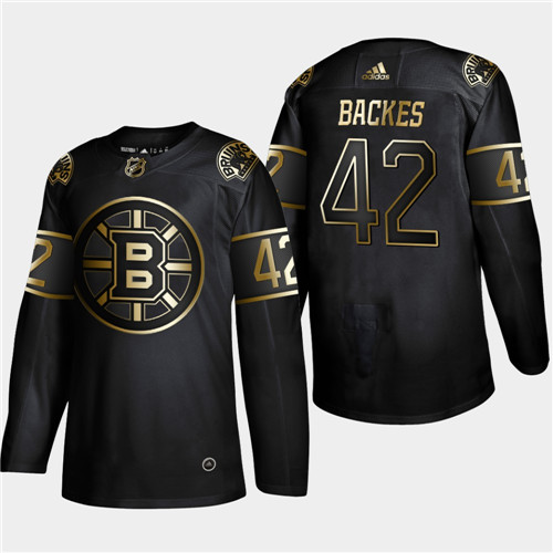 Men's Boston Bruins #42 David Backes Black Golden Edition Stitched NHL Jersey