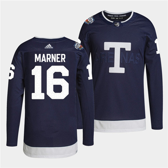 Men's Toronto Maple Leafs #16 Mitchell Marner 2022 Heritage Classic Navy Stitched Jersey - Click Image to Close