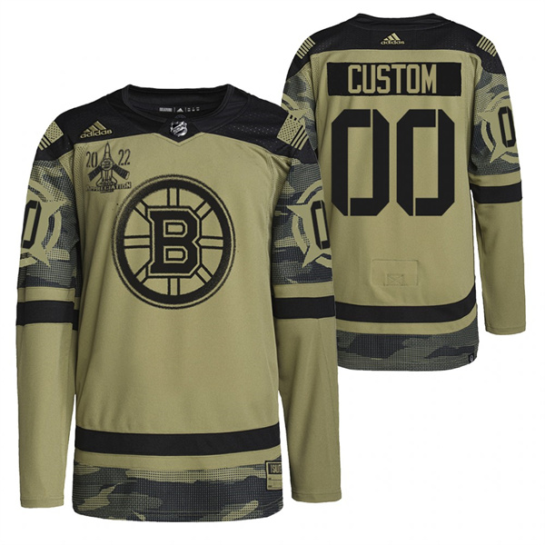 Men's Boston Bruins ACTIVE PLAYER Custom 2022 Camo Military Appreciation Night Stitched Jersey - Click Image to Close