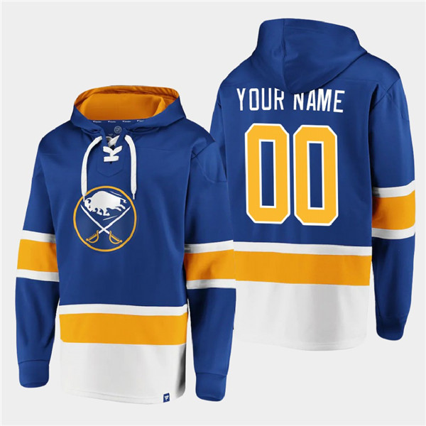 Men's Buffalo Sabres #26 Rasmus Dahlin Royal Ageless Must-Have Lace-Up Pullover Hoodie