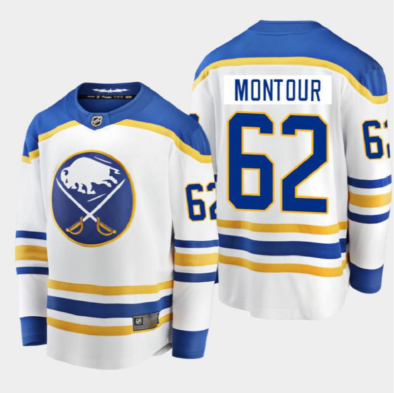 Men's Buffalo Sabres #62 Brandon Montour White Away Breakaway Player 2020-21 Jersey