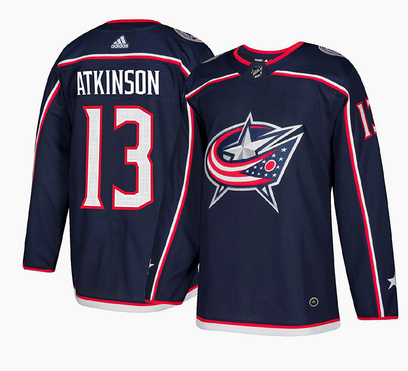 Men's Columbus Blue Jackets #13 Cam Atkinson Navy Stitched NHL Jersey