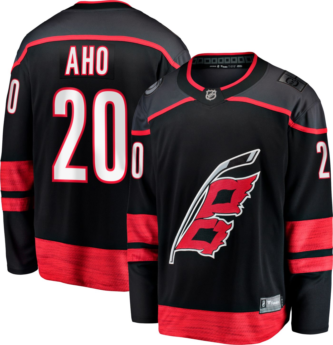 Men's Carolina Hurricanes #20 Sebastian Aho Black Stitched NHL Jersey