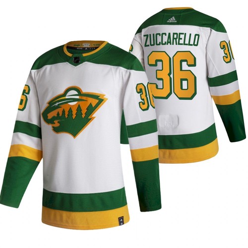 Men's Minnesota Wild #36 Mats Zuccarello 2021 White Reverse Retro Stitched NHL Jersey