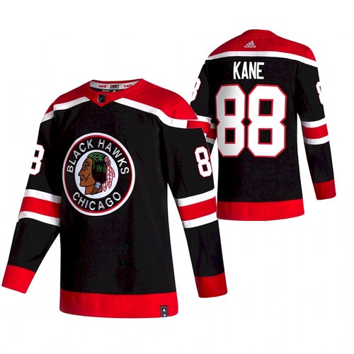 Men's Chicago Blackhawks #88 Patrick Kane 2020-21 Black Reverse Retro Stitched NHL Jersey