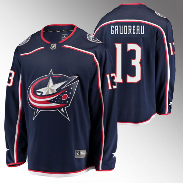 Men's Columbus Blue Jackets #13 Johnny Gaudreau 2022 Navy Stitched Jersey