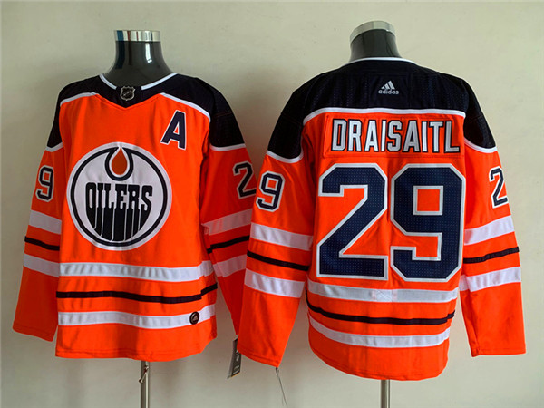 Men's Edmonton Oilers #29 Leon Draisaitl Orange Stitched Jersey - Click Image to Close