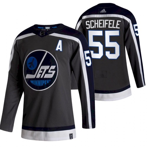 Men's Winnipeg Jets #55 Mark Scheifele 2021 Grey Reverse Retro Stitched NHL Jersey - Click Image to Close