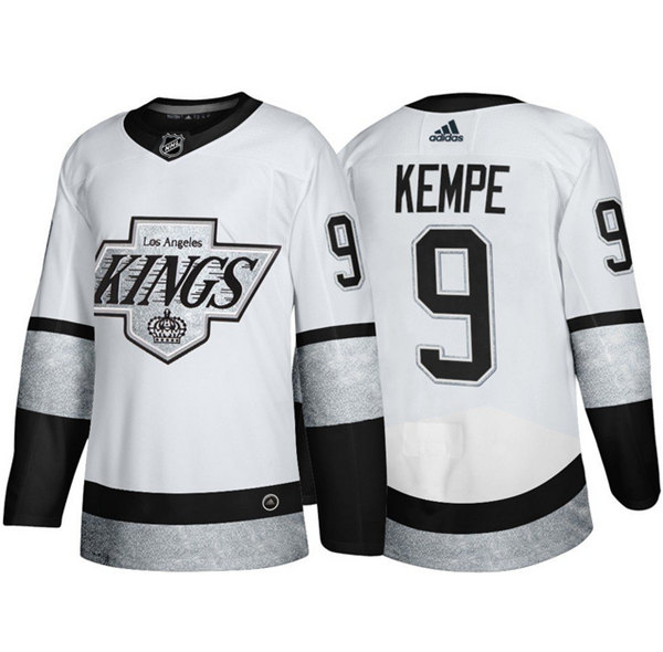 Men's Los Angeles Kings #9 Adrian Kempe White Throwback Stitched Jersey