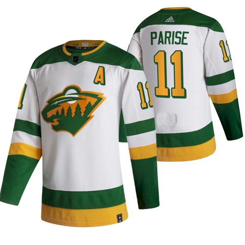 Men's Minnesota Wild #11 Zach Parise 2021 White Reverse Retro Stitched NHL Jersey