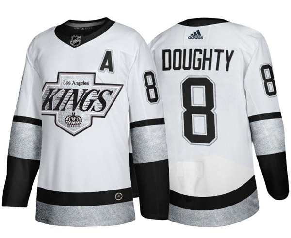 Men's Los Angeles Kings #8 Drew Doughty White Throwback Stitched Jersey