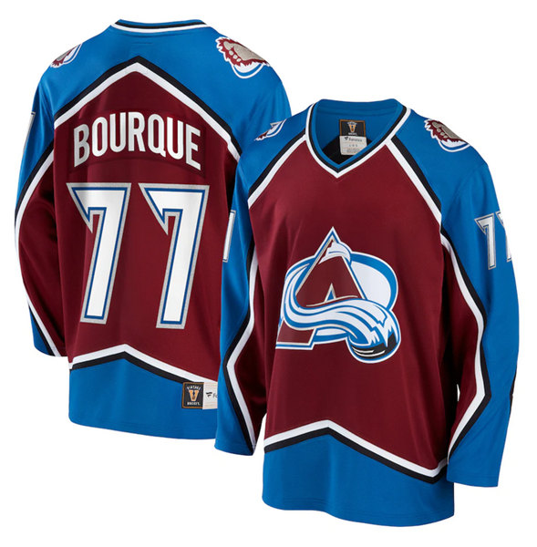 Men's Colorado Avalanche #77 Ray Bourque Red Stitched Jersey - Click Image to Close