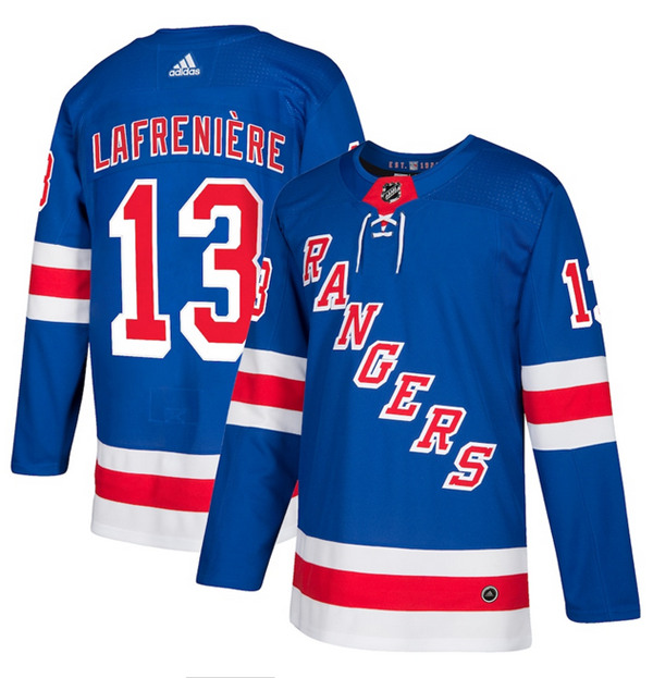 Men's New York Rangers #13 Alexis Lafreni??re Blue Stitched NHL Jersey