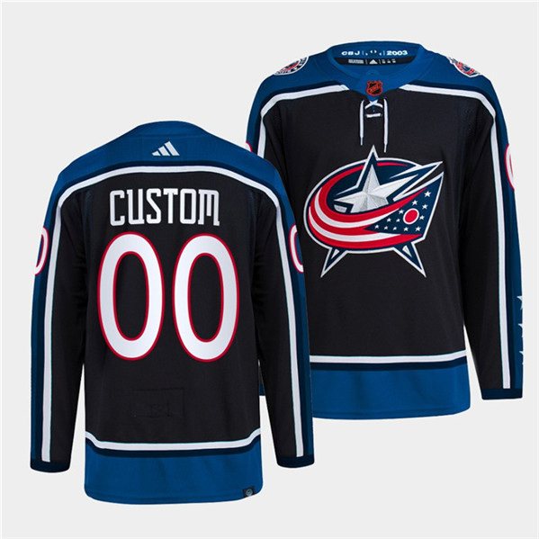 Men's Columbus Blue Jackets Custom Navy 2022 Reverse Retro Stitched Jersey