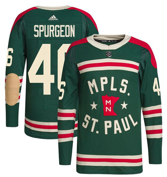 Men's Minnesota Wild #46 Jared Spurgeon 2022 Green Winter Classic Stitched Jersey - Click Image to Close