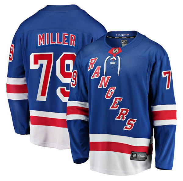 Men's New York Rangers #79 K'Andre Miller Blue Home Stitched Jersey - Click Image to Close