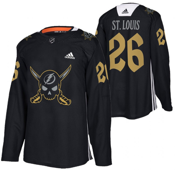 Men's Tampa Bay Lightning #26 Martin St. Louis Black Gasparilla inspired Pirate-themed Warmup Stitched Jersey