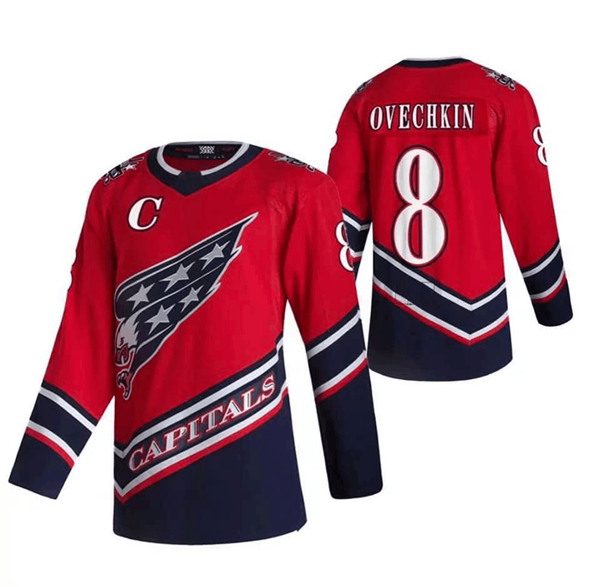 Men's Washington Capitals #8 Alex Ovechkin 2021 Reverse Retro Stitched NHL Jersey - Click Image to Close