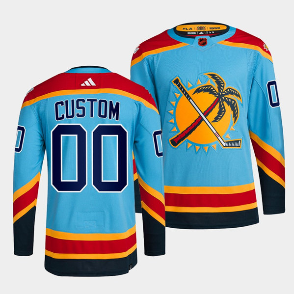 Men's Florida Panthers Custom Blue 2022 Reverse Retro Stitched Jersey