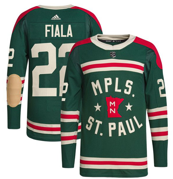 Men's Minnesota Wild #22 Kevin Fiala 2022 Green Winter Classic Stitched Jersey