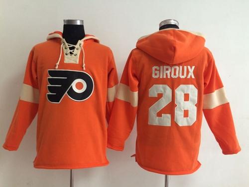 Philadelphia Flyers #28 Claude Giroux Orange Pullover NHL Hoodie - Click Image to Close